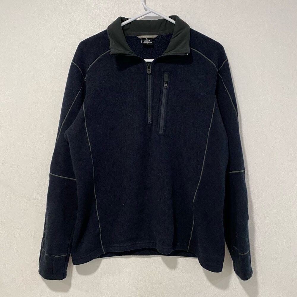 KÜHL Men’s Large Navy Blue Quarter Zip Fleece Pullover Jacket – Outdoor Hiking W